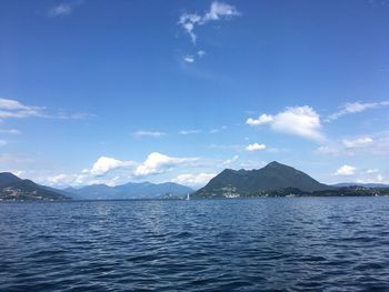 Scenic view of sea against blue sky