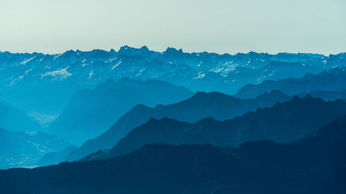 Scenic view of mountains against clear sky