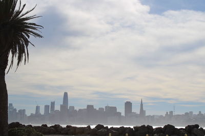 View of buildings against cloudy sky