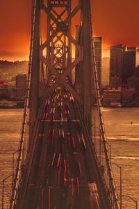 View of bridge at sunset