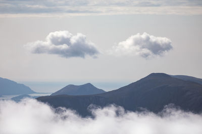 Scenic view of majestic mountains against sky