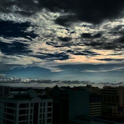 Buildings against cloudy sky