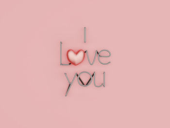 Directly above shot of heart shape with text