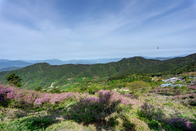 Scenic view of mountains against sky