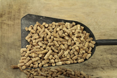 High angle view of bread on table