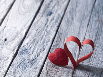 Close-up of heart shape on table