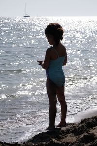 Full length of man standing on beach