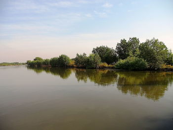 Scenic view of lake against sky