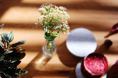 Close-up of flower vase on table