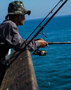 Fishing rod in sea