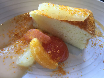 Close-up of cake slice in plate