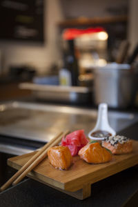 Close-up of food on table