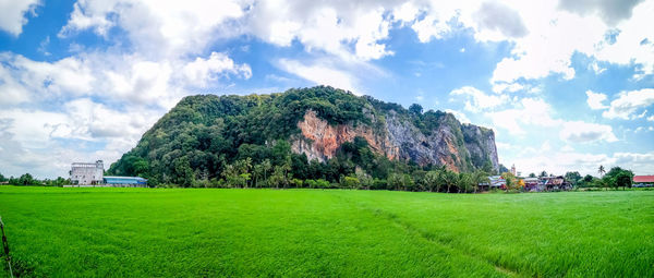 Scenic view of land against sky