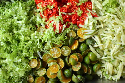 Full frame shot of chopped vegetables