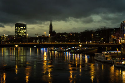 Illuminated buildings at night