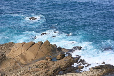 Rock formation on beach