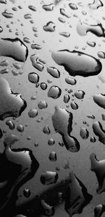 Full frame shot of raindrops on glass