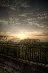 View of trees against cloudy sky