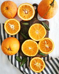 High angle view of orange fruits