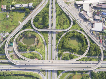 High angle view of elevated road in city