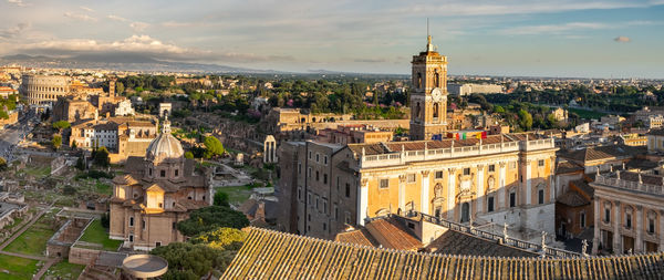 Colosseum and municipal building, rome, italy