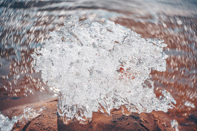 Close-up of frozen water