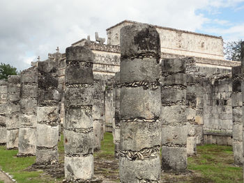 View of old ruin building against cloudy sky