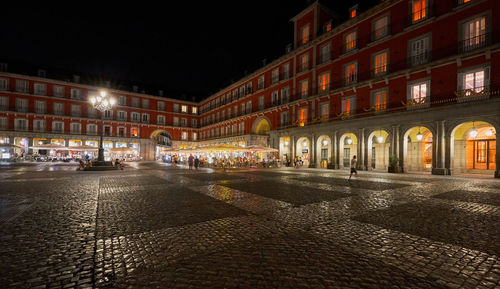 City street and buildings at night