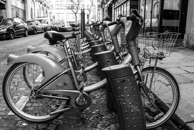 Bicycles parked on street