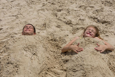 Funny children at the beach 