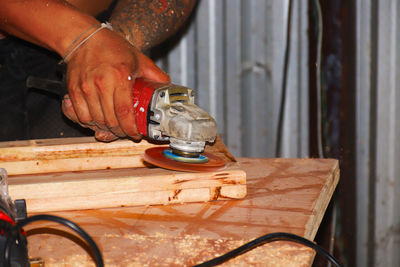 Man working on table