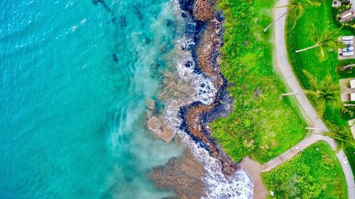 High angle view of beach