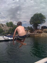 Reflection of people in water