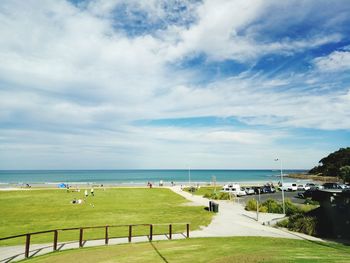 Scenic view of beach against sky