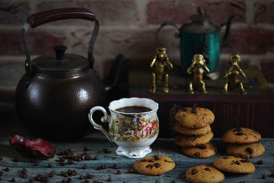 Close-up of cookies on table