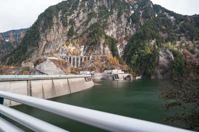 Scenic view of river amidst mountains against sky