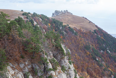 Scenic view of rocky mountains against sky