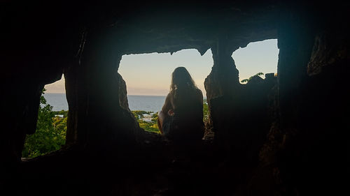 View of sea through window