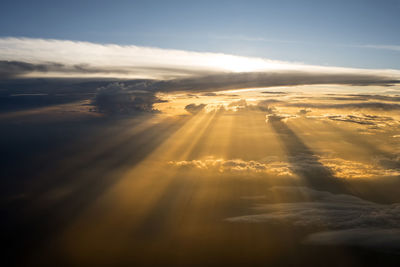 Aerial view of landscape against sky during sunset