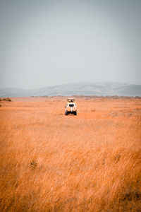 View of car on land against sky