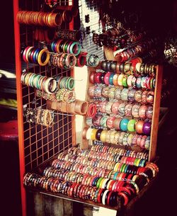 Close-up of multi colored displayed for sale