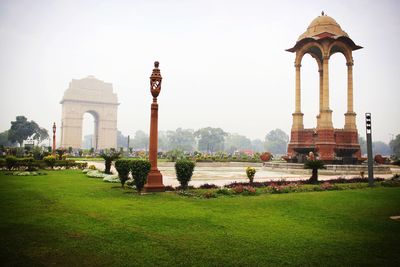 Gazebo in temple against clear sky