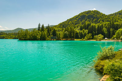 Scenic view of lake against sky