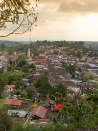 High angle view of townscape against sky