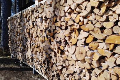 Close-up of stack of firewood