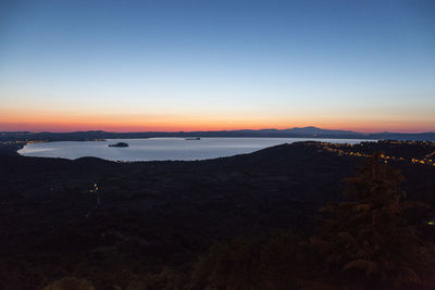 Scenic view of calm sea at sunset