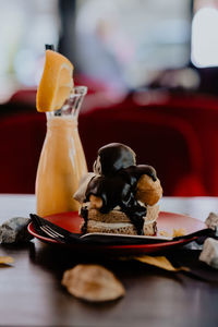 Close-up of dessert on table