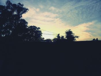 Silhouette trees against sky at sunset