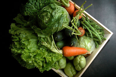 High angle view of vegetables