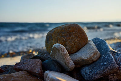 Close-up of rocks on beach